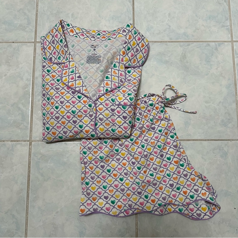 NWT Roller Rabbit x Target Geo Hearts Short Sleeves & Shorts Pajama Set size XL